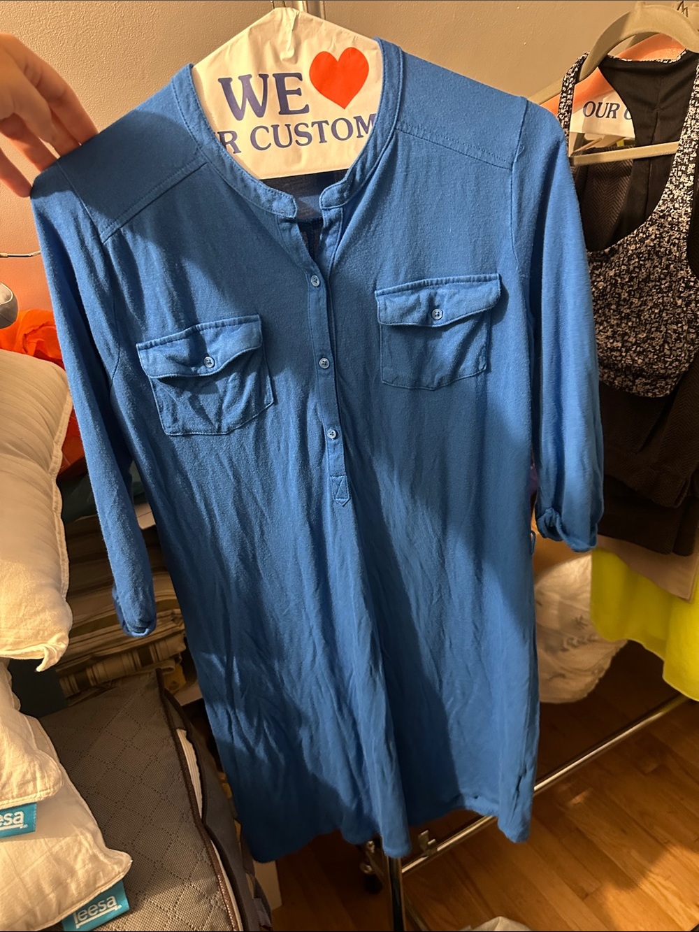 Soft blue shirt dress